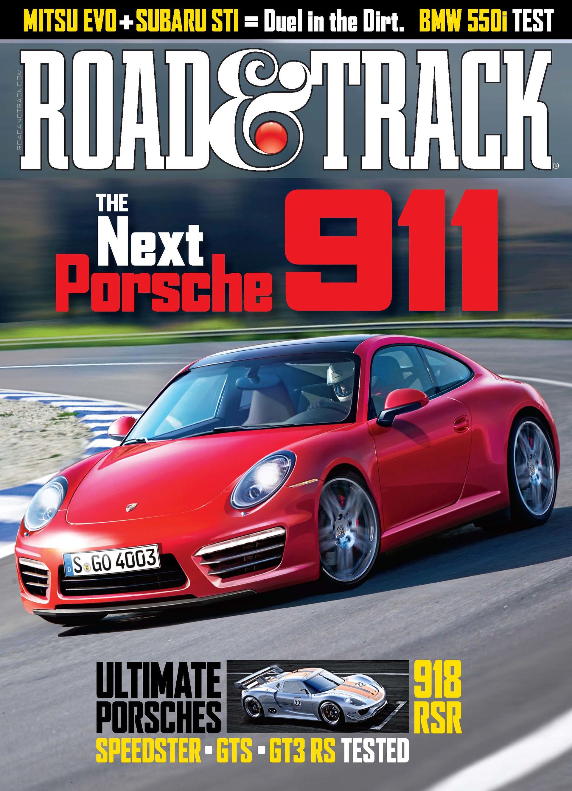 Road & Track magazine cover with a Porsche 911